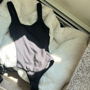Black Textured Bathing Suit